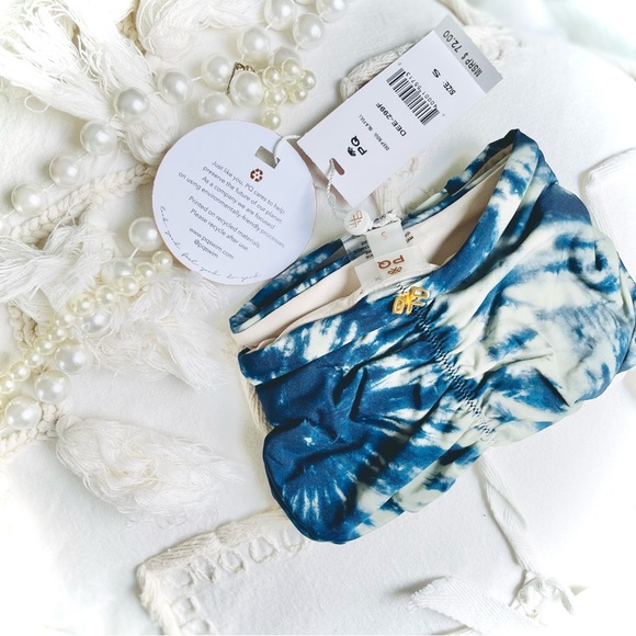 PQ PilyQ Swim | S | Isla Full Deep Soul Teal Tie Dye Full Ruched Bikini Bottoms - Picture 5 of 11
